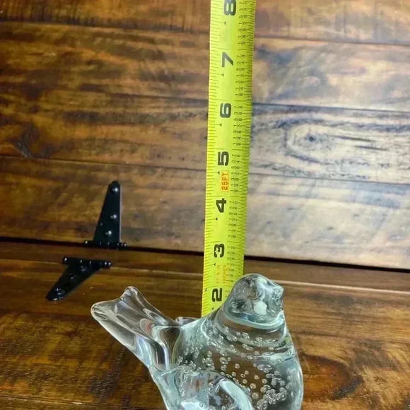 Vintage Clear Art Glass Bird Paperweight Figurine Controlled Bubbles Bullicante - Picture 7 of 8
